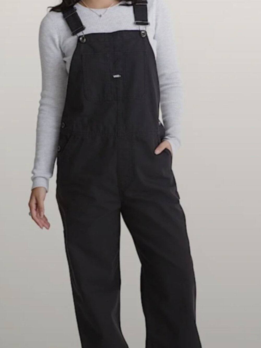 Vans Black Wide Leg Overalls Size XL Utility Streetwear Dungarees